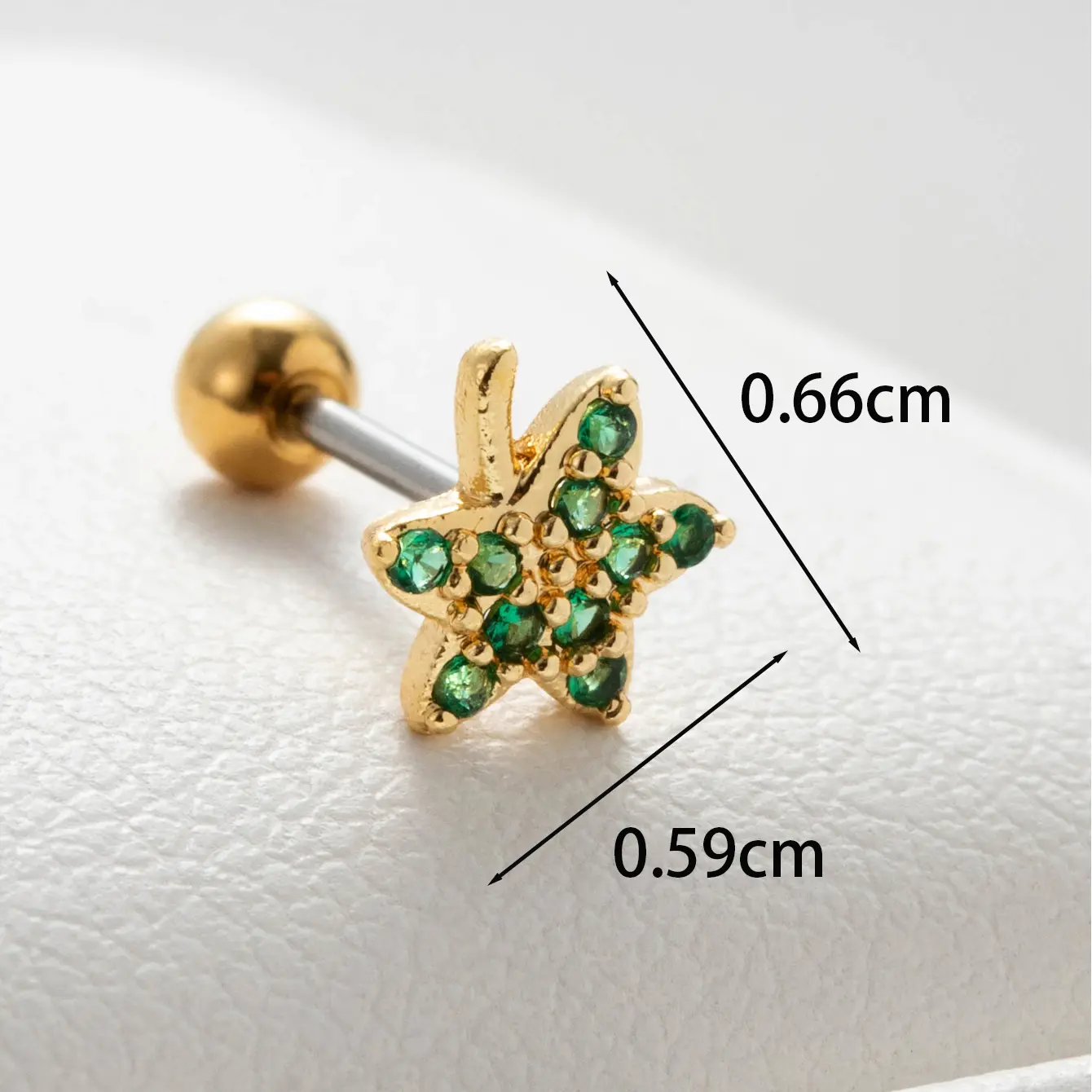 1 Piece Simple Series Star Titanium Steel  18K Gold Plated Zircon Women's Stud Earrings 